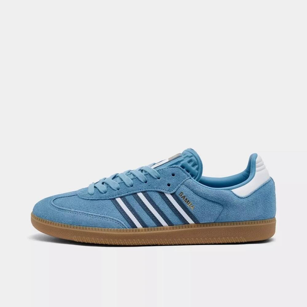 Adidas Samba OG Mens 6.5 Blue Suede Navy White Gum Sneakers IH6827 NWT